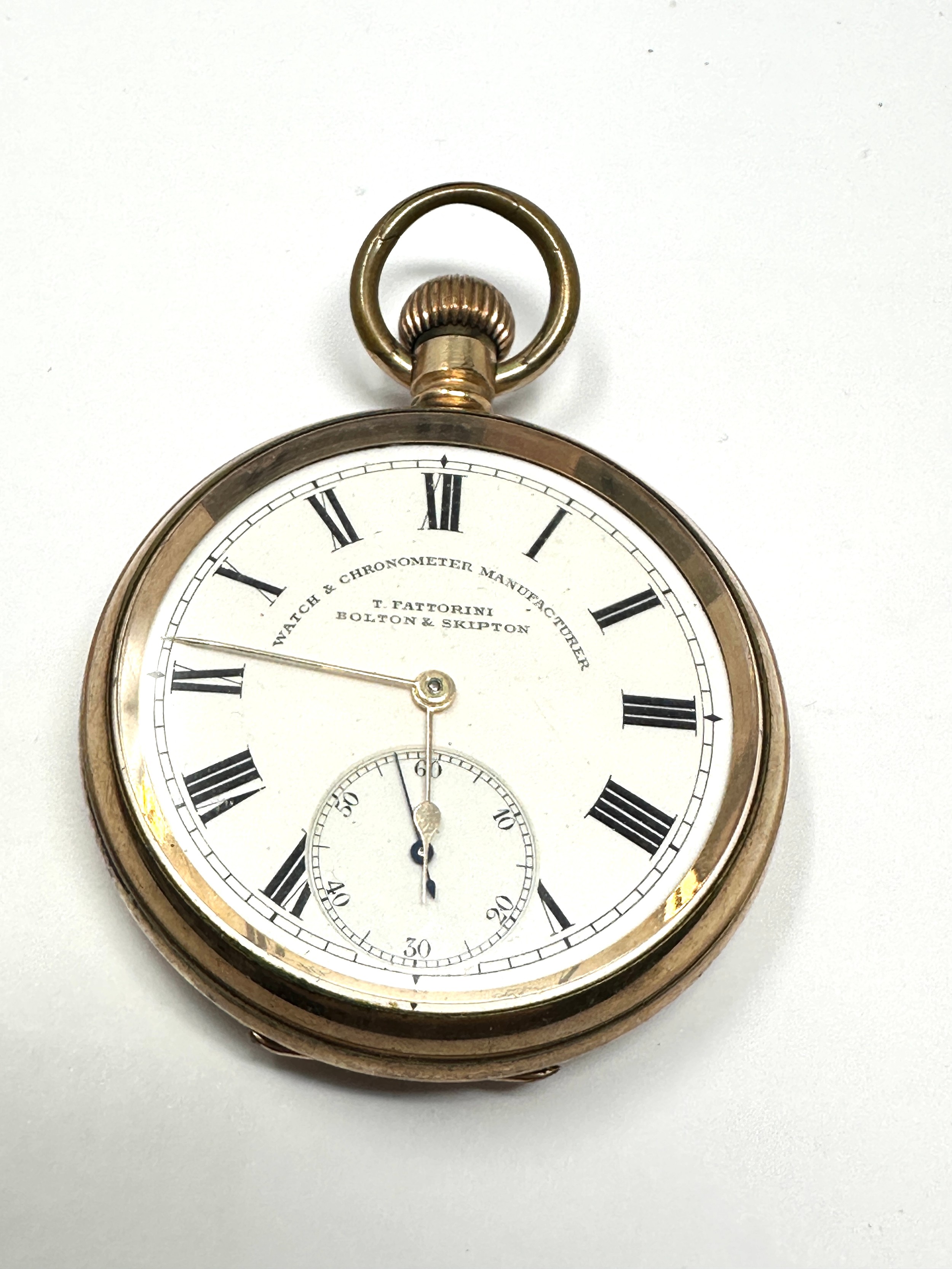 Vintage Gents Rolled Gold Open Face Pocket Watch Hand-wind Working