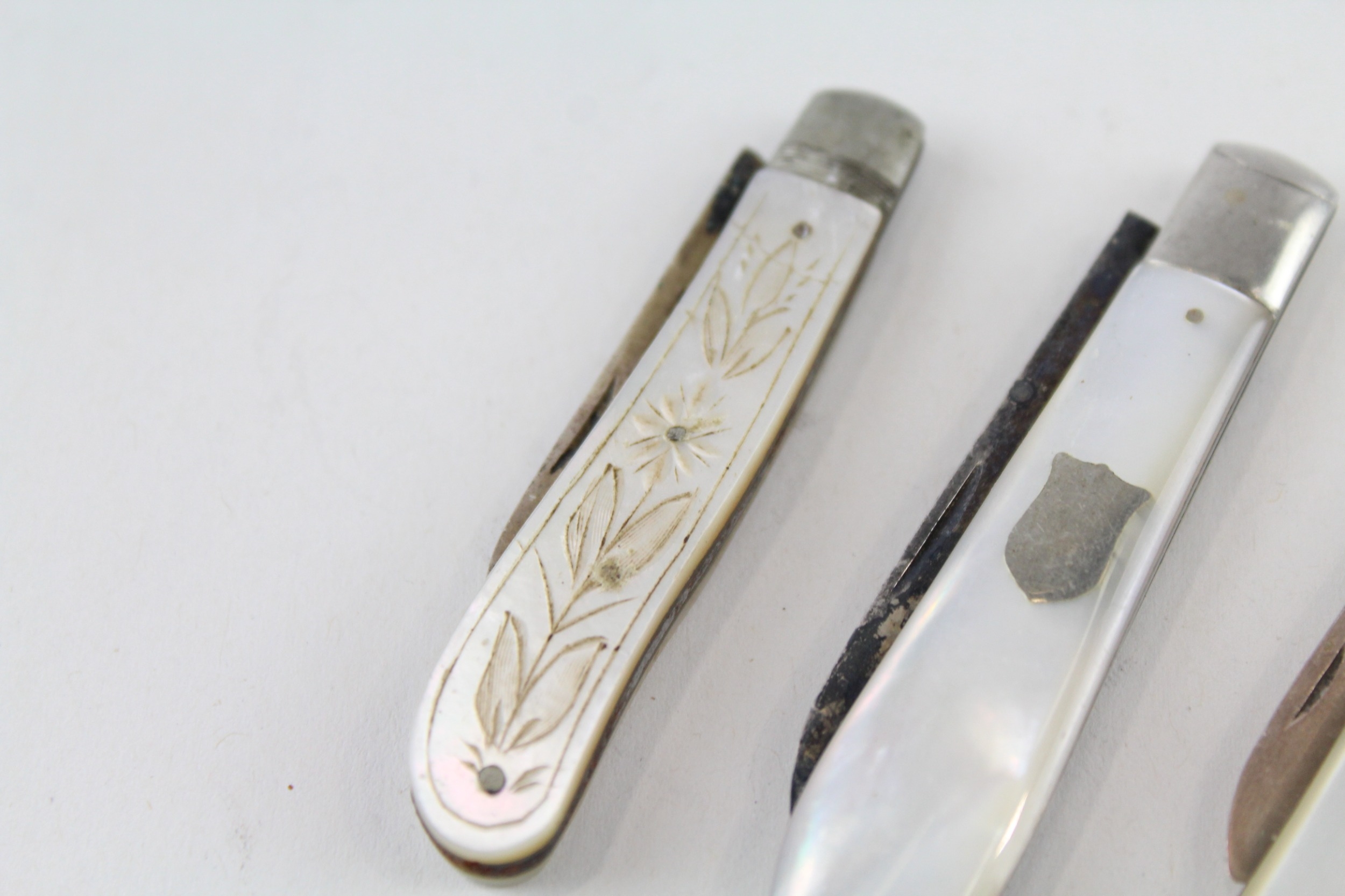 3 x .925 sterling mop fruit knives - Image 2 of 4