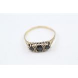 9ct gold sapphire & diamond antique-style ring, Hallmarked Birmingham 1990 (1.6g)