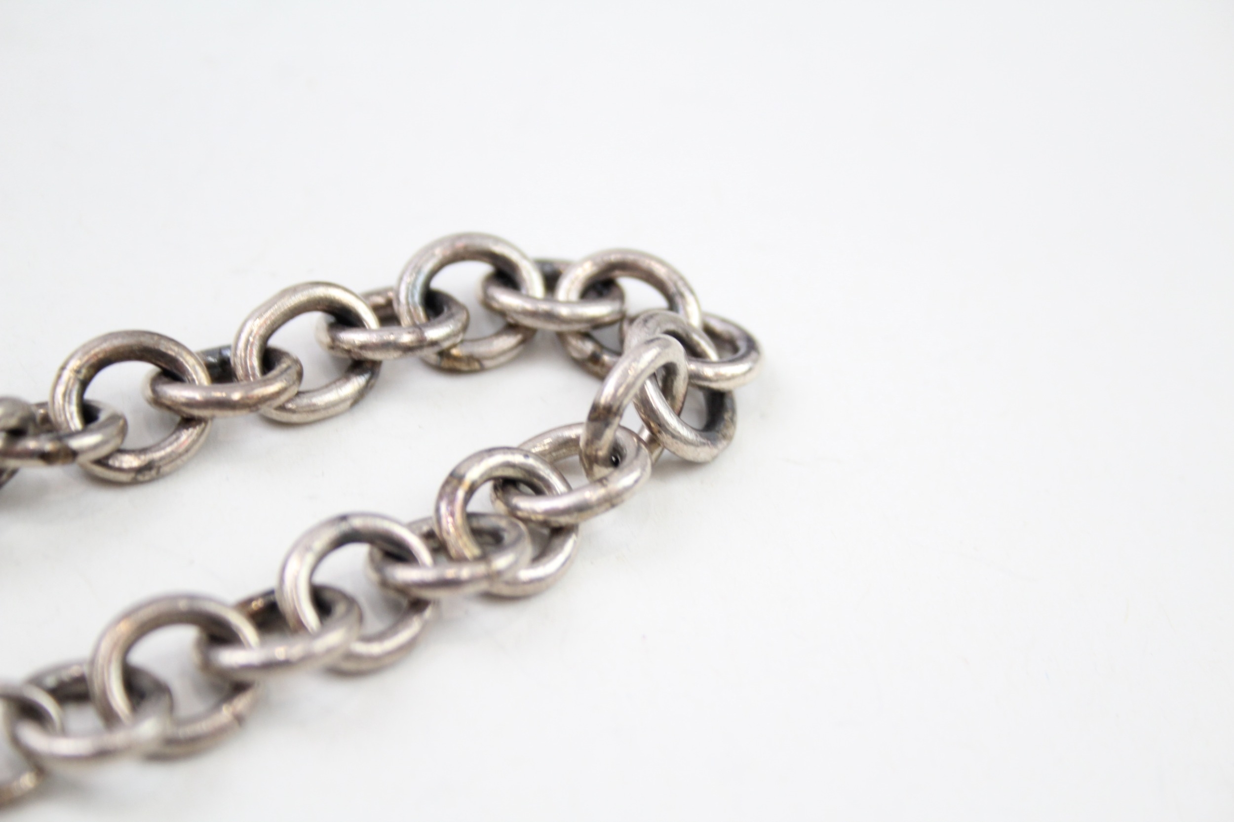 Silver belcher link bracelet with heart tag by designer Tiffany & Co, replacement clasp (33g) - Image 4 of 7