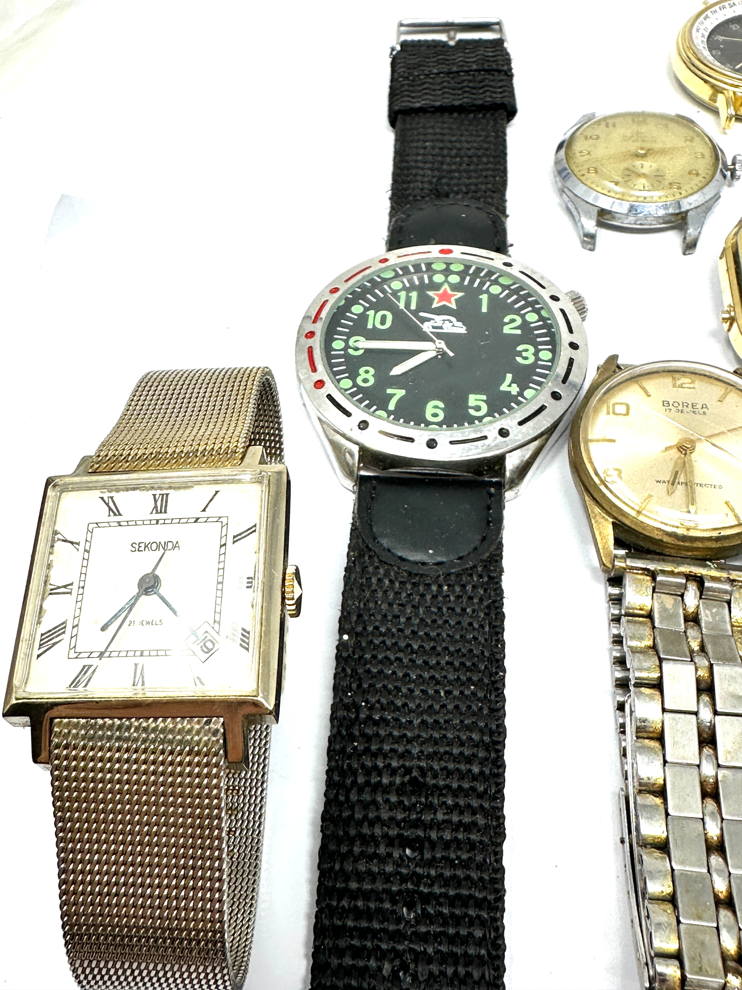 12 gents wristwatches all untested spares or repair inc borea phillips sekonda smiths waltham - Image 2 of 5