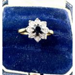 18ct gold diamond & sapphire ring weight 3.7g