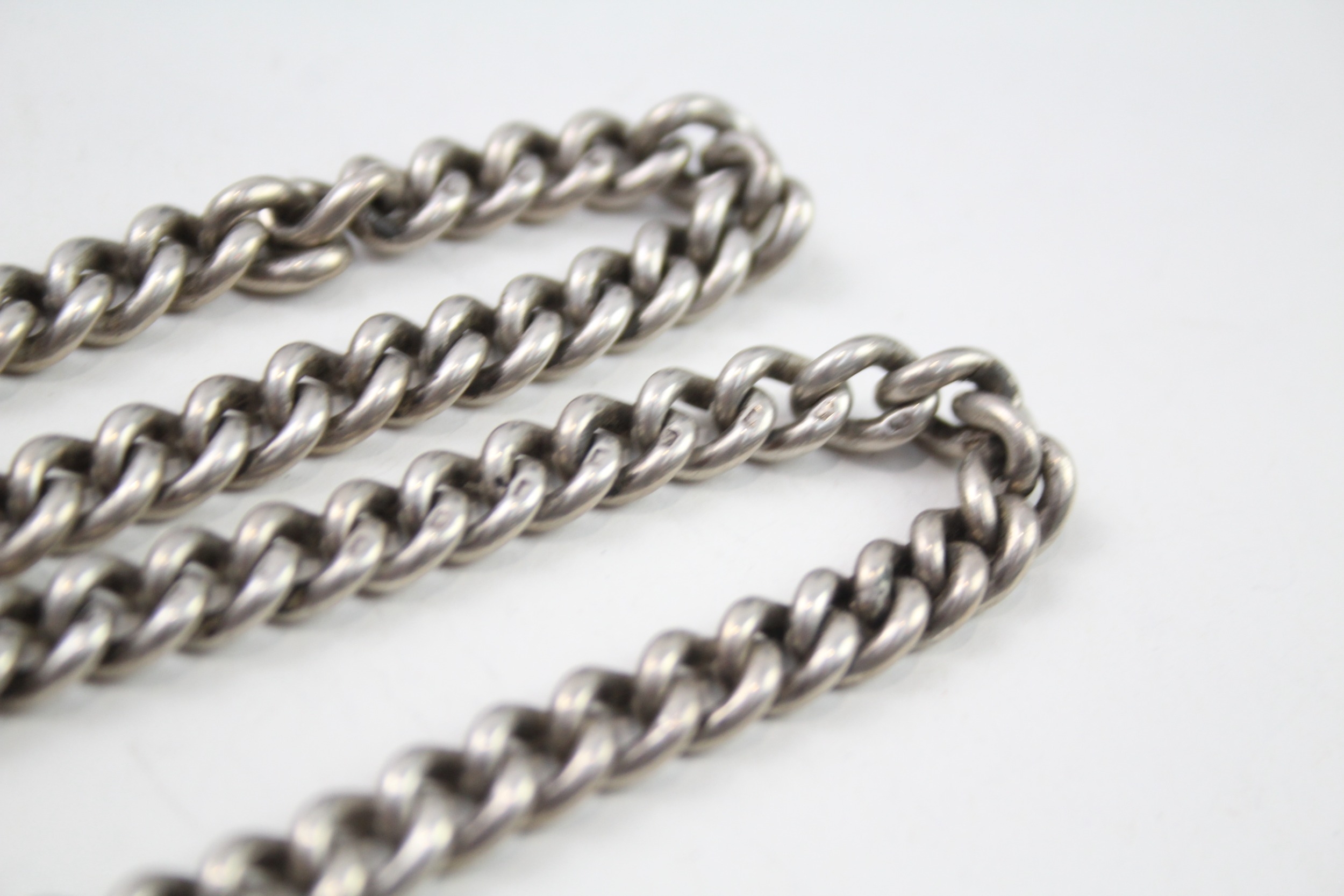 Silver antique watch chain with fob (68g) - Image 5 of 7