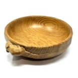 Robert Mouseman Thompson Oak nut bowl measures approx 16cm by 14.5cm dia