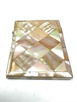 Antique mother of pearl card case measures approx 10cm by 7.8cm in good condition