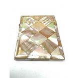 Antique mother of pearl card case measures approx 10cm by 7.8cm in good condition