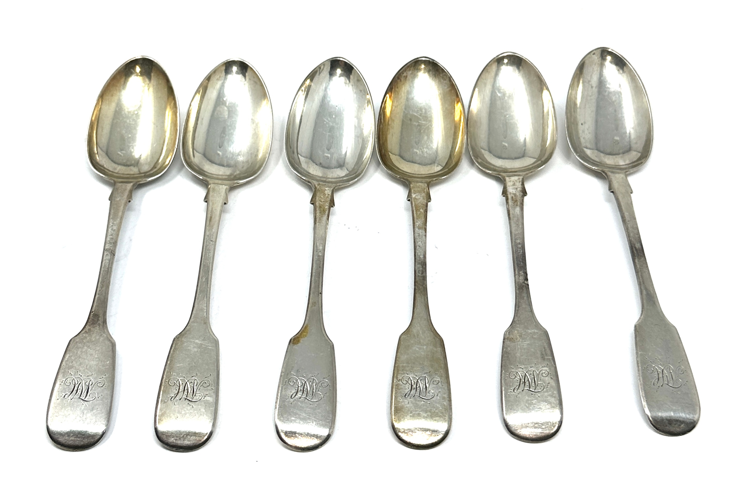 6 antique victorian Irish silver tea spoons weight 155g