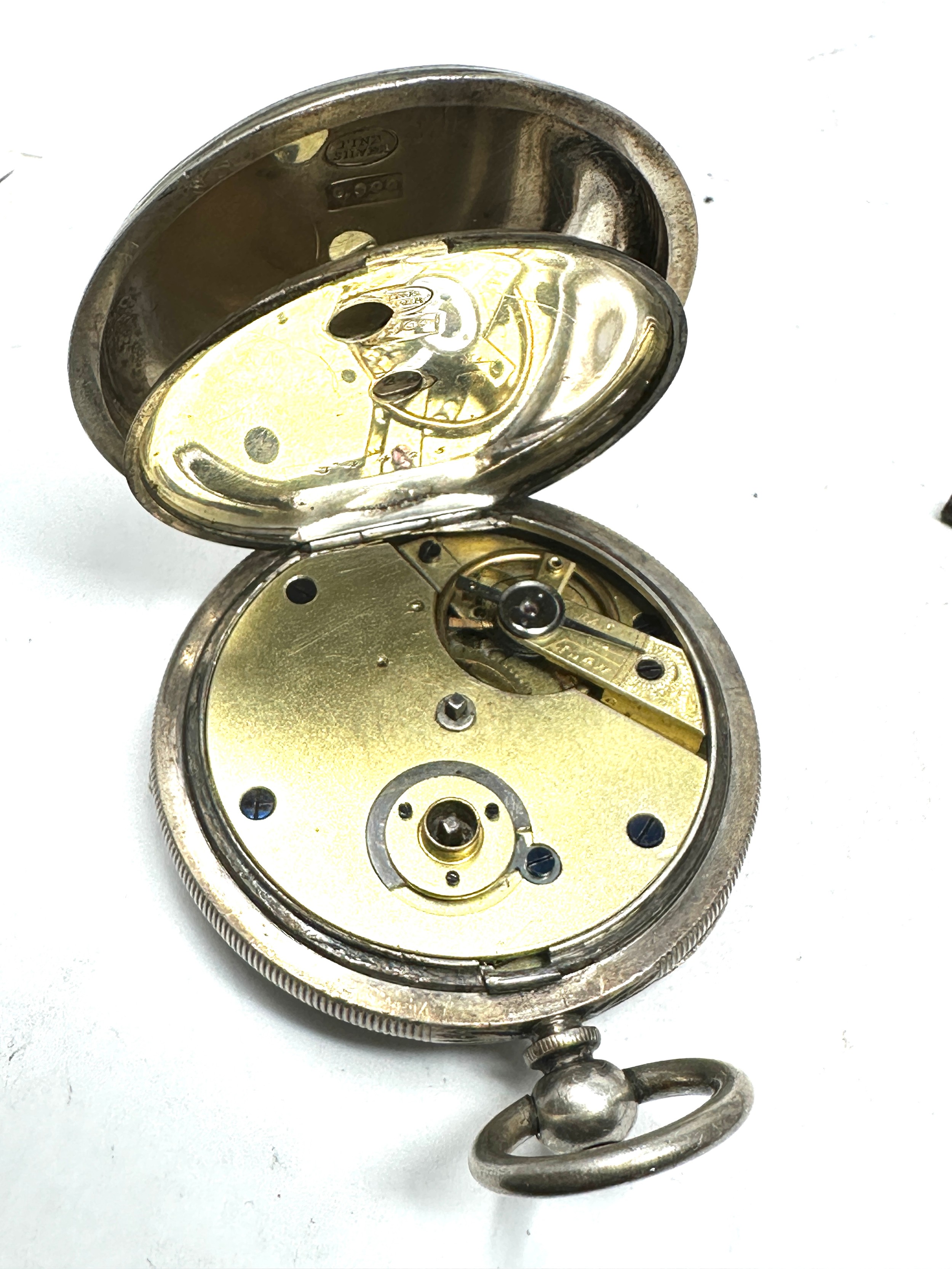 Antique silver open face pocket watch the watch is ticking - Image 3 of 3