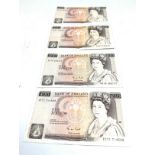 4 x G.Gill £10 Ten Pound Banknotes