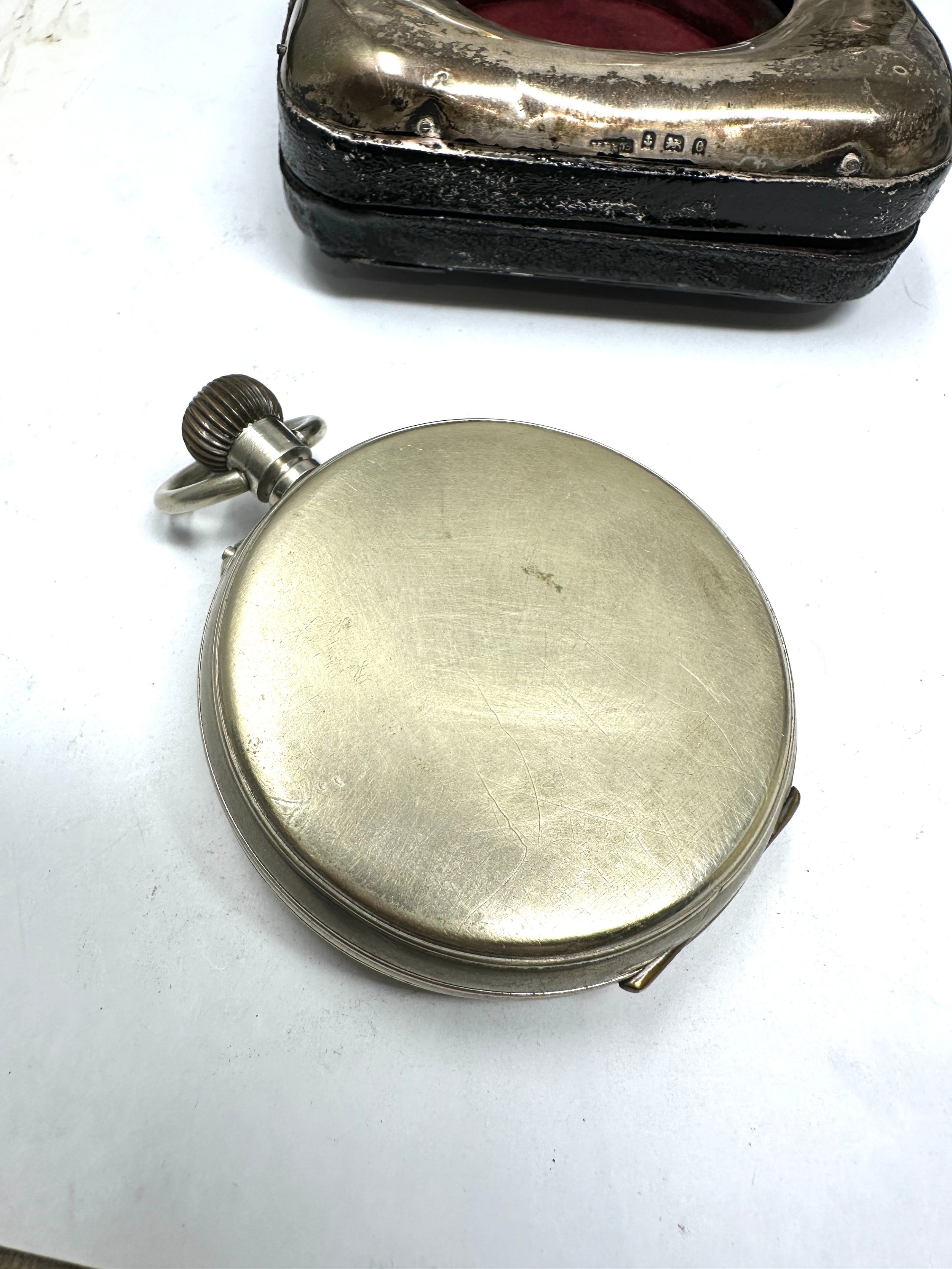 Antique Goliath open face pocket watch with silver travel case the watch is ticking the watch - Image 4 of 6