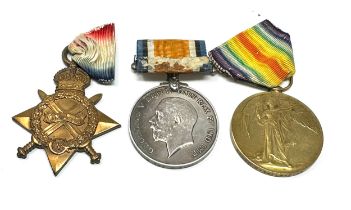 WW1 trio medals K.I.A to 24071 gnr Sjt h.fish r.a