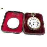 Antique Goliath open face pocket watch with silver travel case the watch is ticking the watch