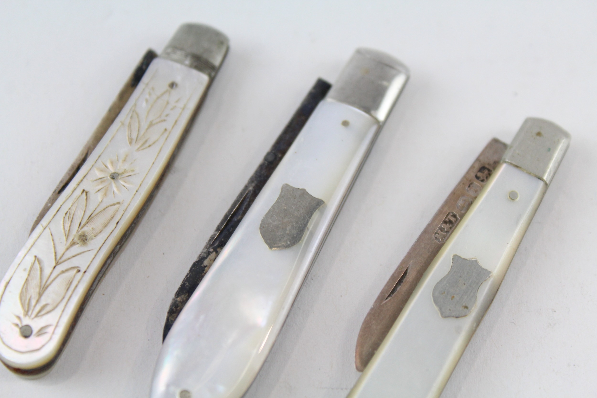 3 x .925 sterling mop fruit knives - Image 3 of 4