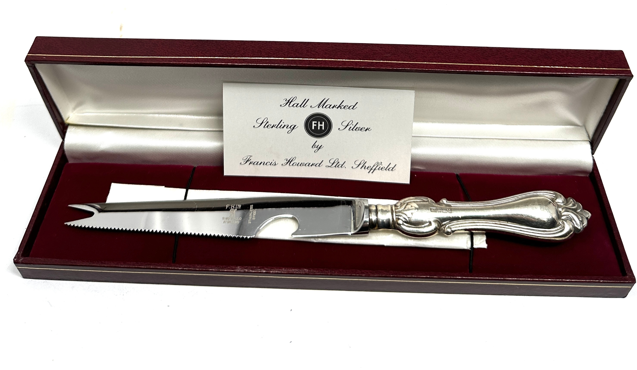 Boxed silver handle cheese knife by francis howard sheffield