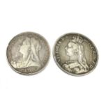 2 Victorian silver crowns 1898 & 1889