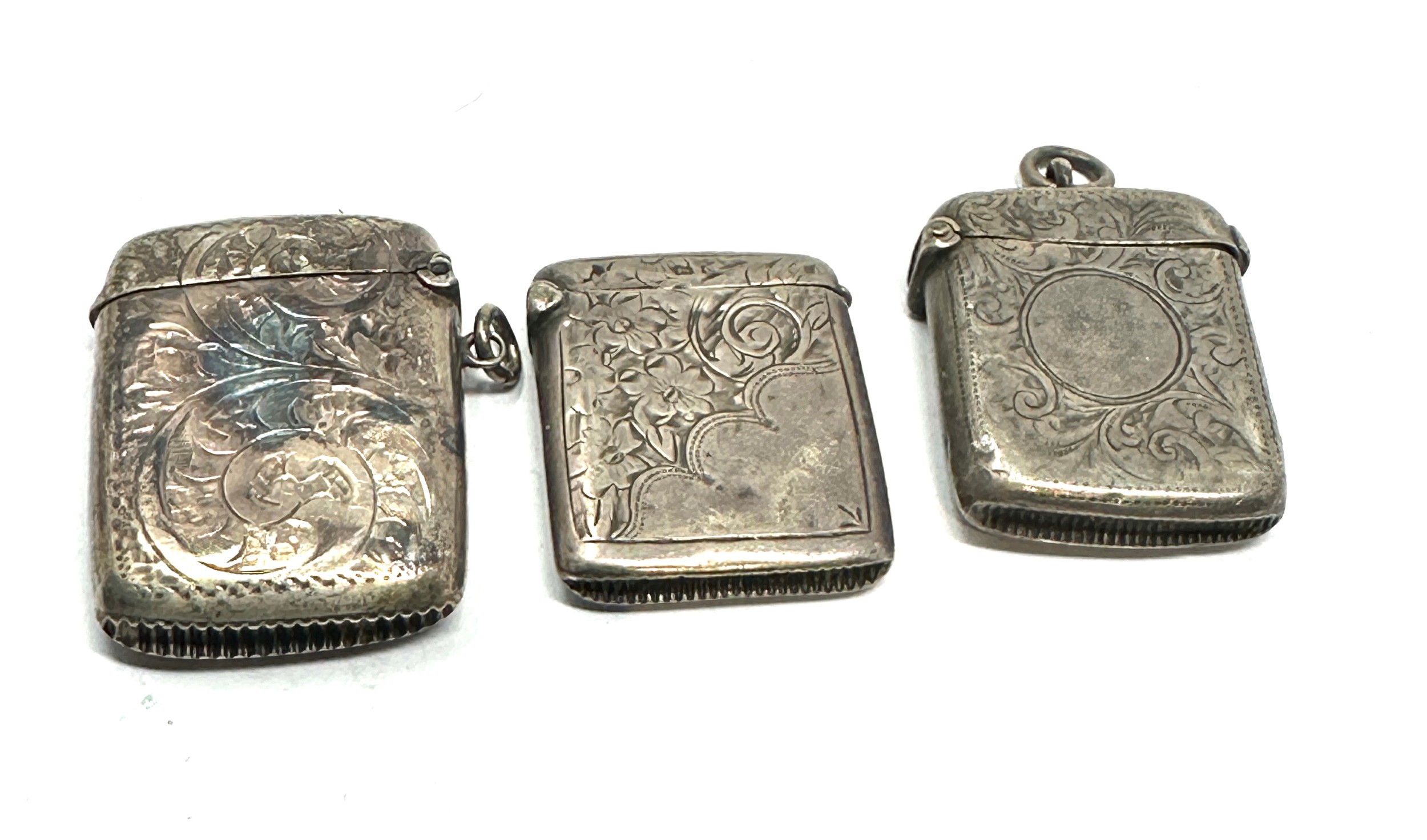 3 x .925 sterling vesta / match cases