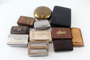 Snuff Box Job Lot Inc Antique & Vintage Wooden Brass Papier Mache Etc x 11