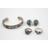 A collection of silver Native American jewellery including Schubes (41g)