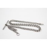Silver antique watch chain with graduated curb link (41g)