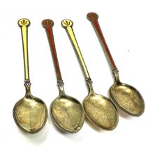 4 x .925 sterling silver david anderson guilloche enamel spoons