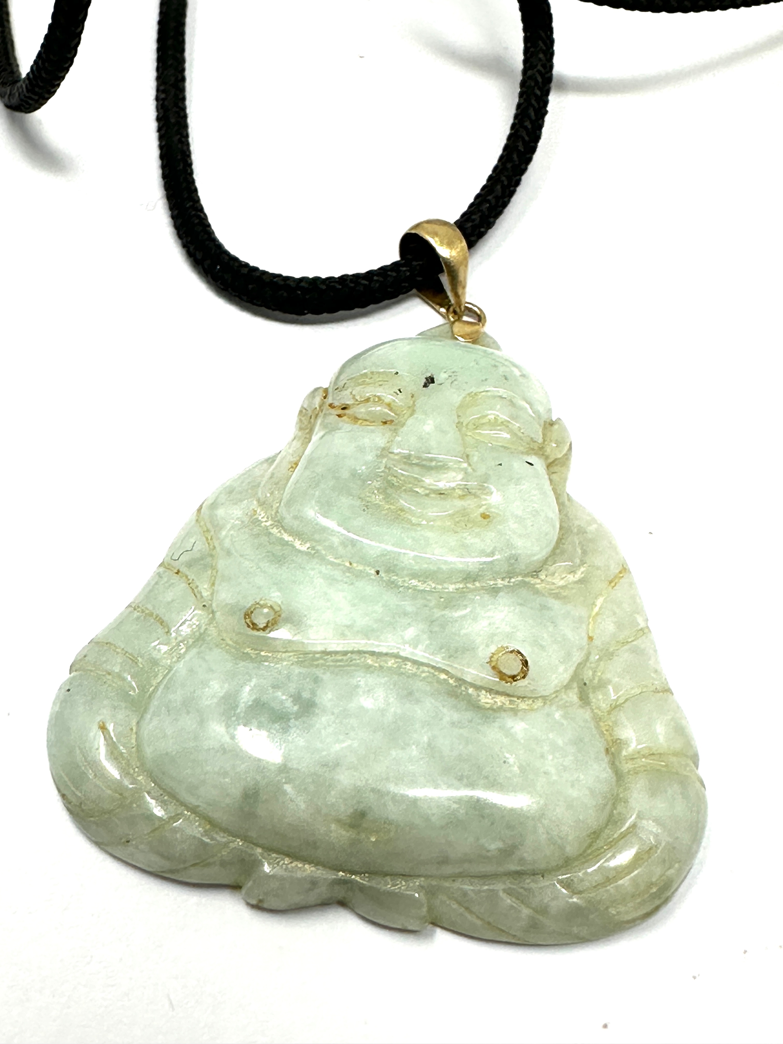 14ct gold bale jade buddha pendant necklace weight 14g - Image 2 of 3