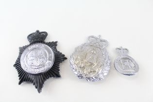 3 x Vintage Police Helmet - Cap Badges