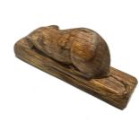 Robert Thompson of Kilburn (1876-1955) Mouseman- a small carved oak signature mouse, 5.8cm long