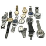 12 gents wristwatches all untested spares or repair inc voyage talis timex enicar luxor roldor etc
