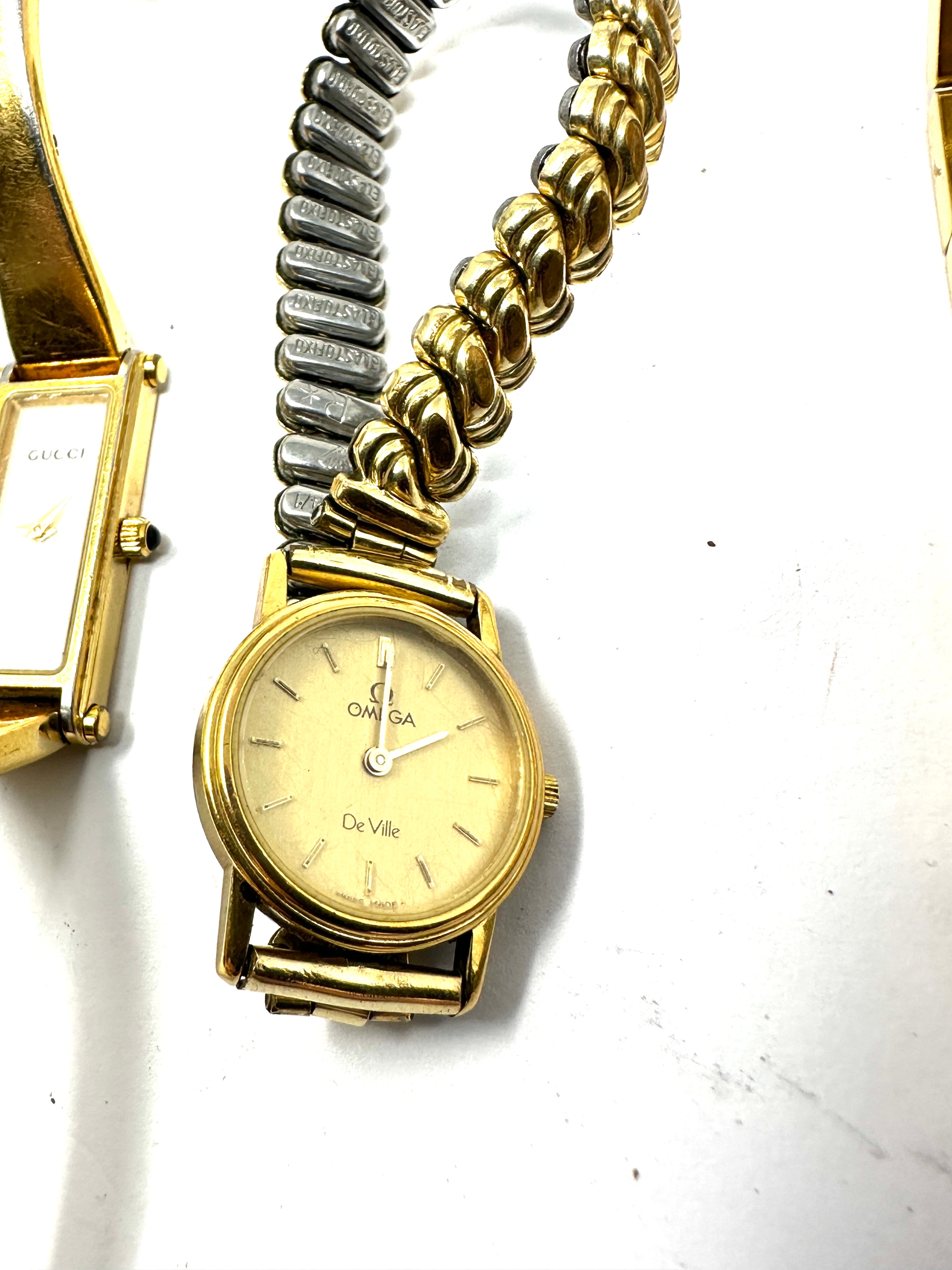 5 branded ladies quartz wristwatches all not ticking includes 2x gucci omega raymond weil & seiko - Bild 5 aus 6