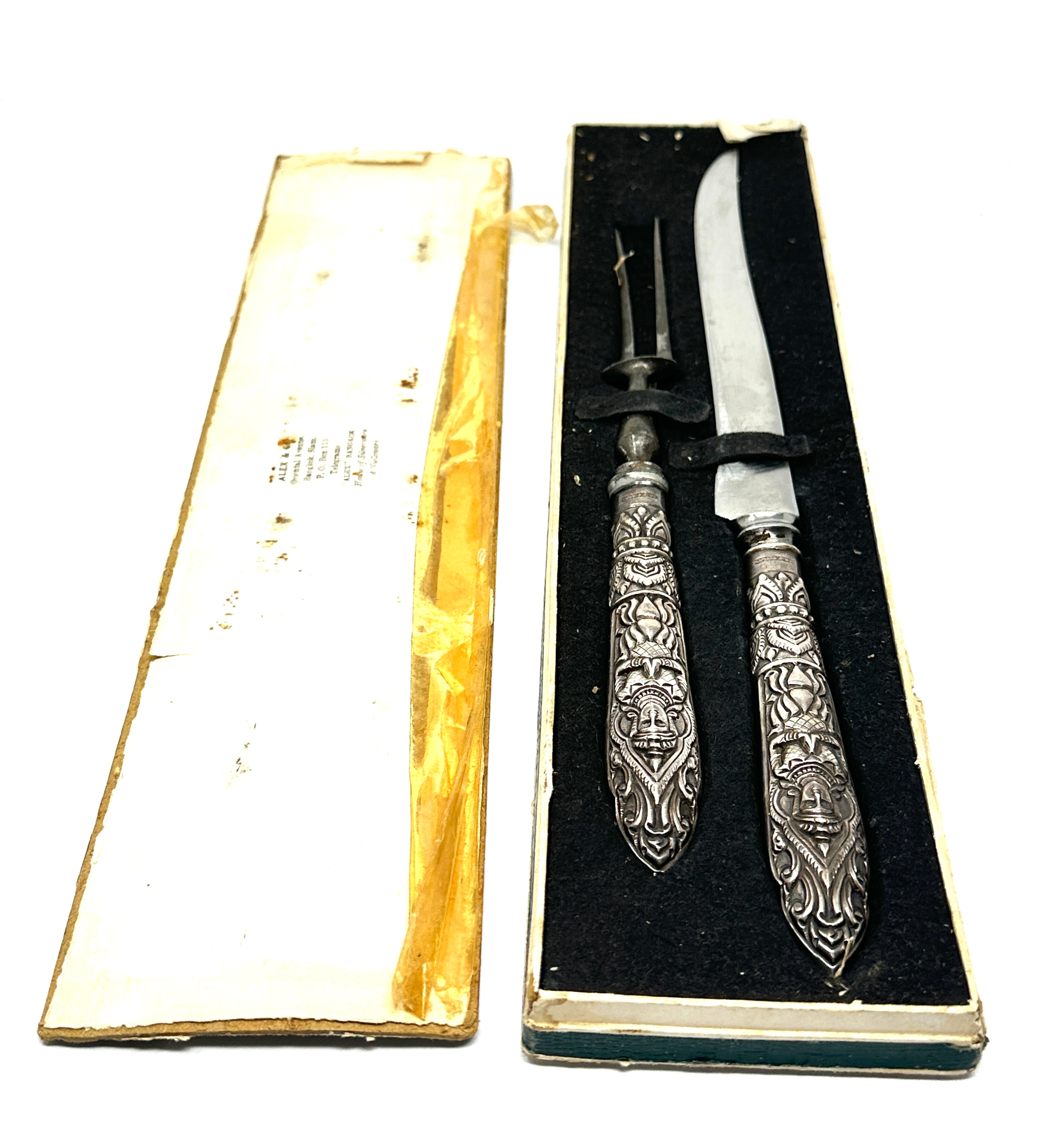 Boxed set of silver handle carving set by alex & co bangkok