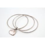 Silver bangles with heart tag by designer Tiffany & Co (23g)