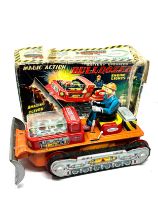 Japan tin-plated Magic Action Bulldozer, original boxed, 25cm.