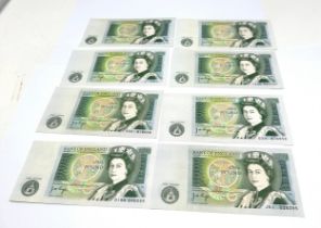 8 UNC J.B.Page one pound notes