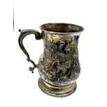 Antique Georgian silver tankard London silver hallmarks measures approx 25cm tall weight 316g