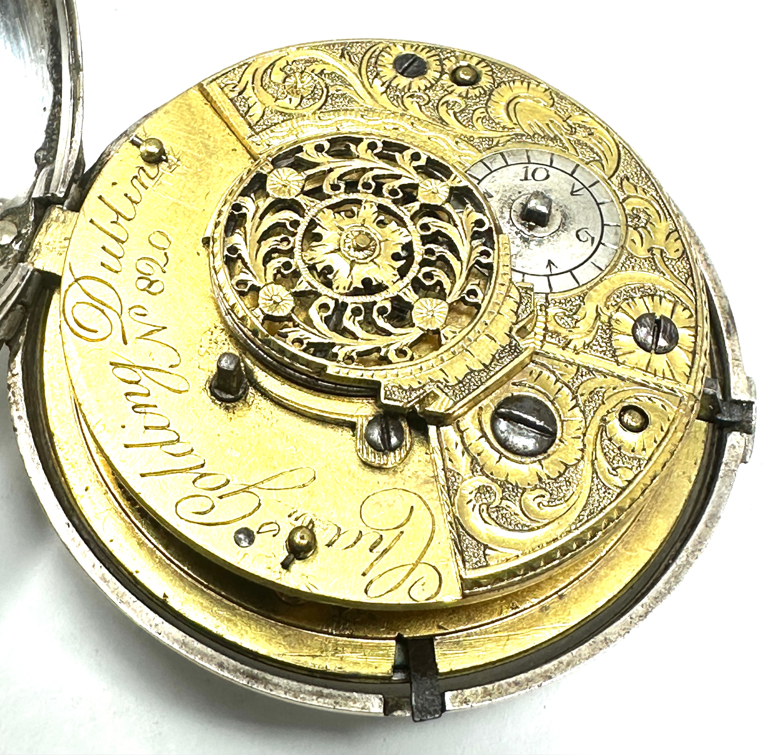 Antique georgian silver verge fusee pair case pocket watch chas golding dublin movement the watch is - Image 4 of 6