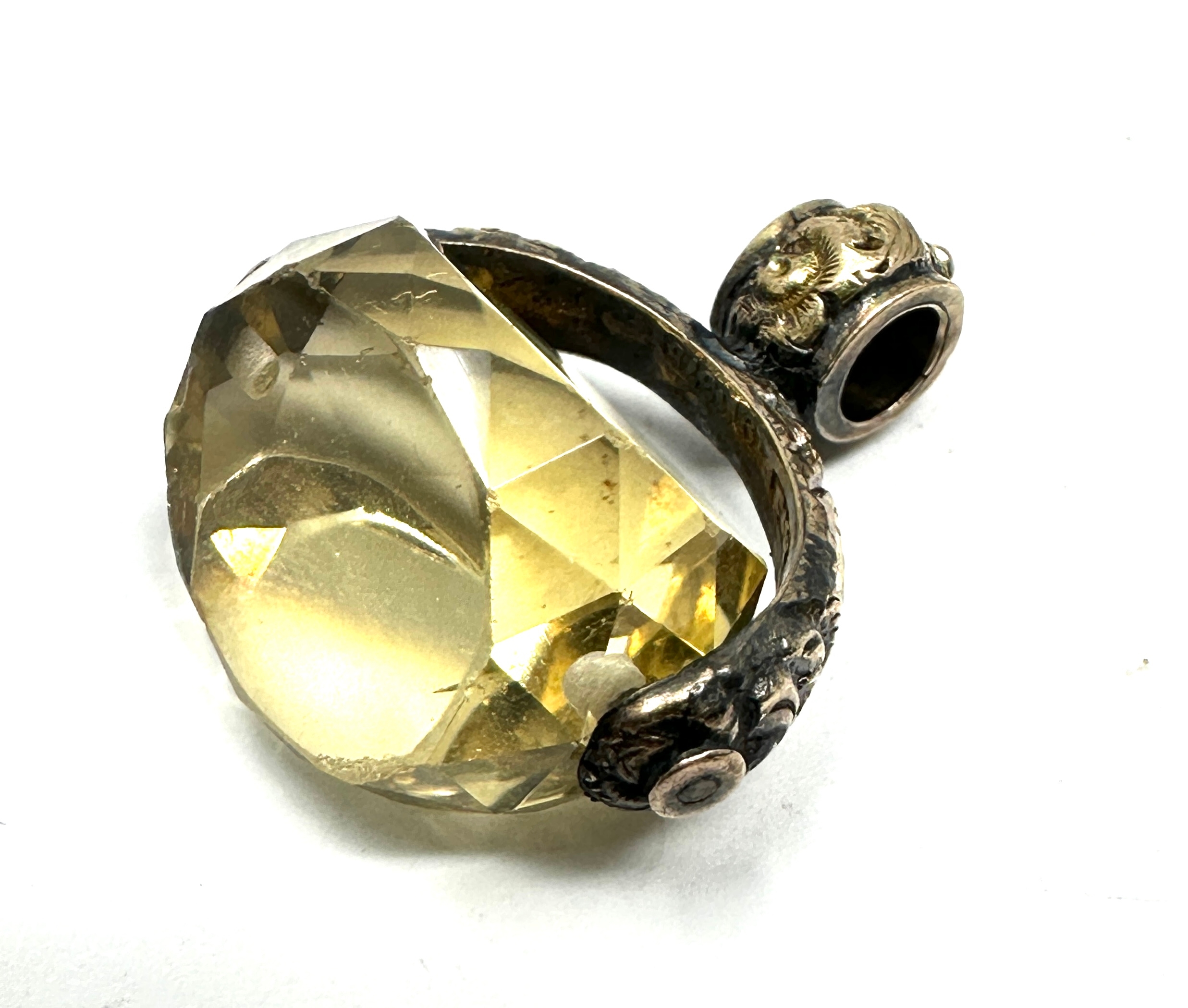 Antique 9ct gold citrine swivel fob weigty 6.30 - Image 2 of 3