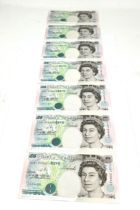 7x bank of england £5 five pound notes consecutive numbers dated 1990 look in un-used condition