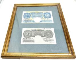 peppiatt one pound & ten shilling banknotes framed