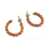 18ct gold coral earrings weight 2.2g