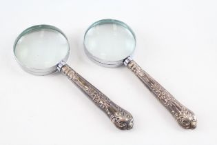 2 x .925 sterling handled magnifying glasses