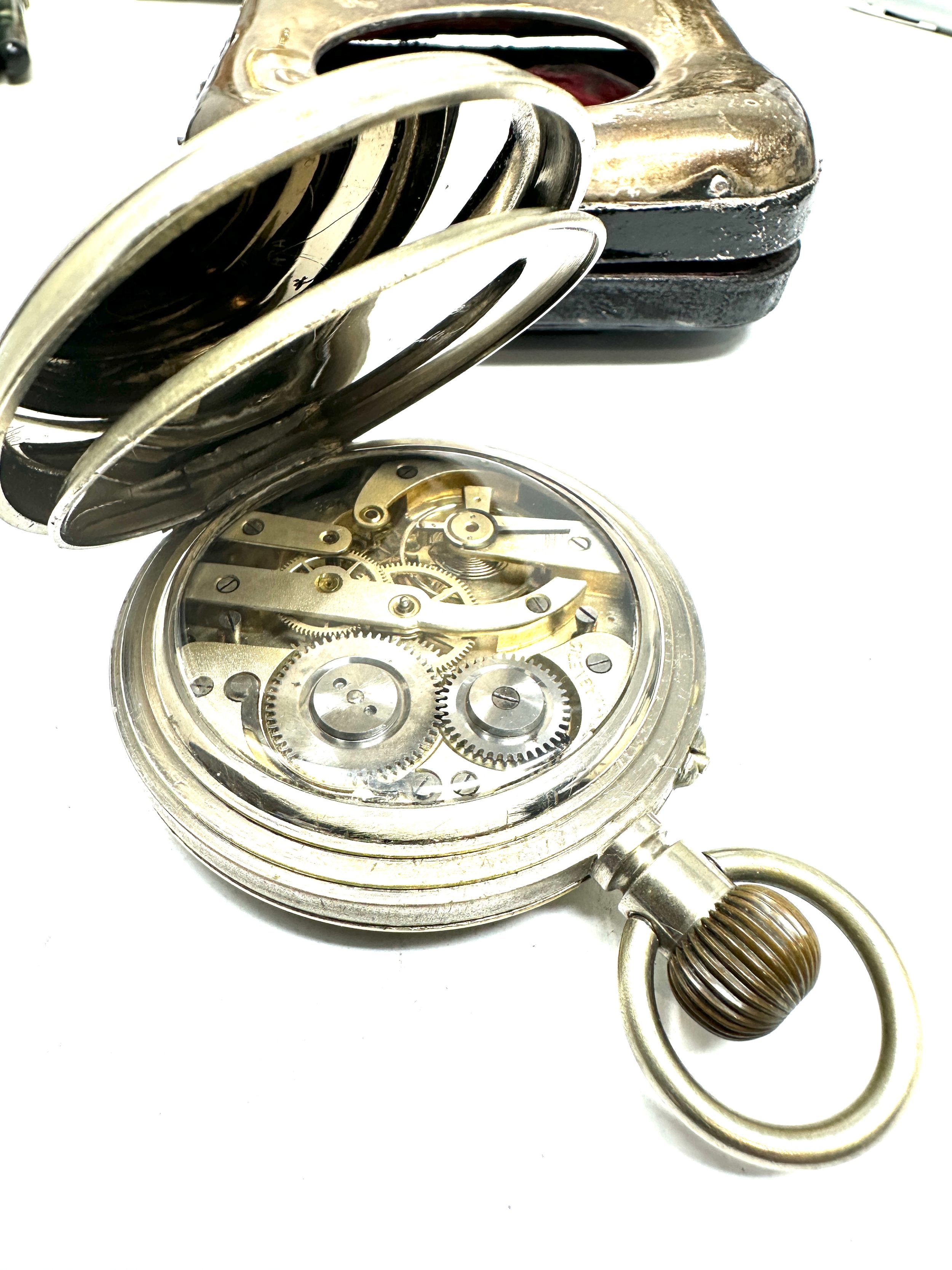 Antique Goliath open face pocket watch with silver travel case the watch is ticking the watch - Image 5 of 6