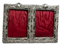 Large victorian silver double picture frame measures approx 38cm wide 20cm Birmingham silver