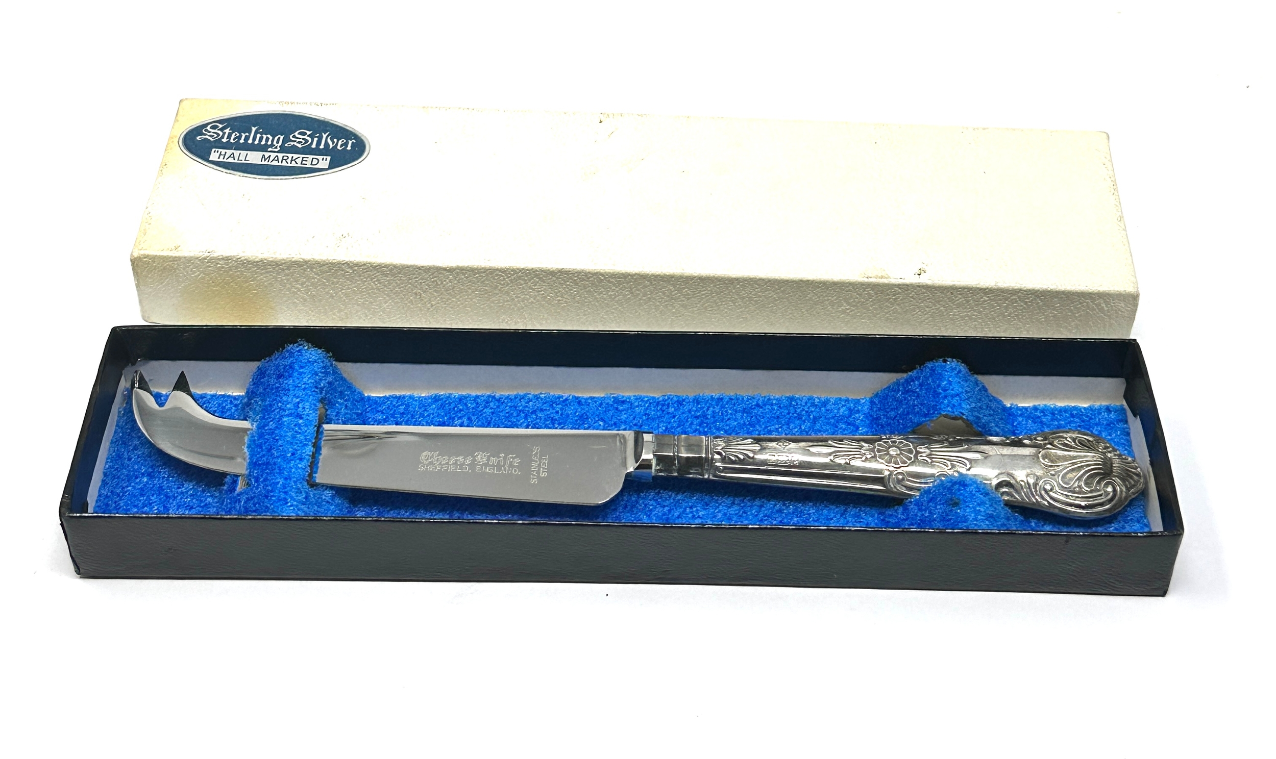 Boxed silver handle cheese knife