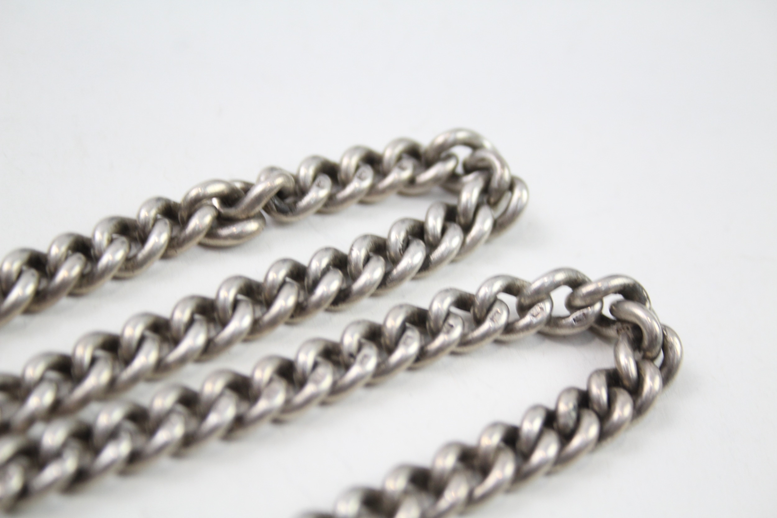 Silver antique watch chain with fob (68g) - Image 4 of 7