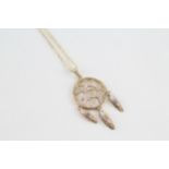 9ct gold diamond dream-catcher pendant necklace (3g)