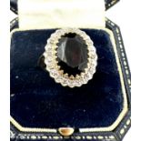 large Garnet and diamond halo ring weight 5.6g