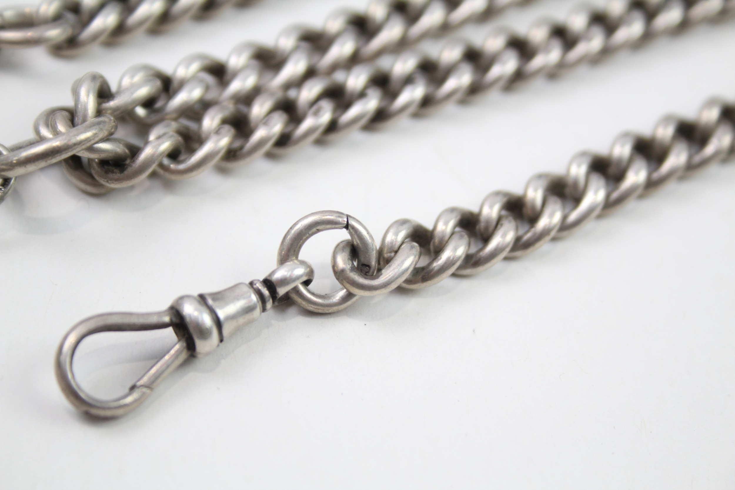 Silver antique watch chain with fob (68g) - Image 6 of 7