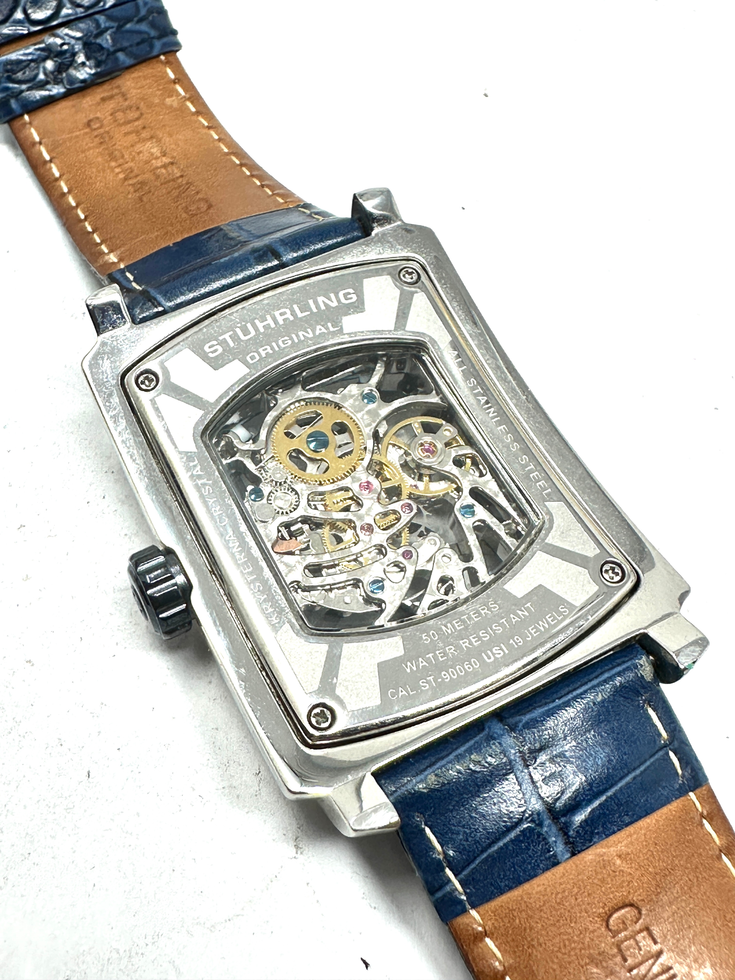 stuhrling original skeleton dial & skeleton back gents wristwatch the watch is ticking - Image 4 of 5