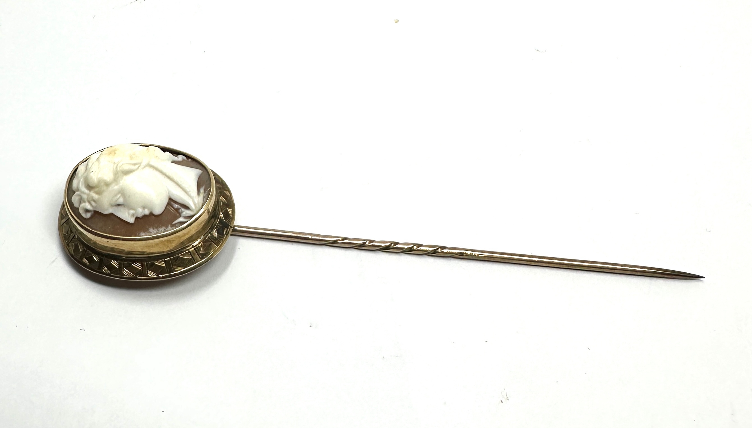 Antique 9ct gold cameo stick pin weight 5.5g