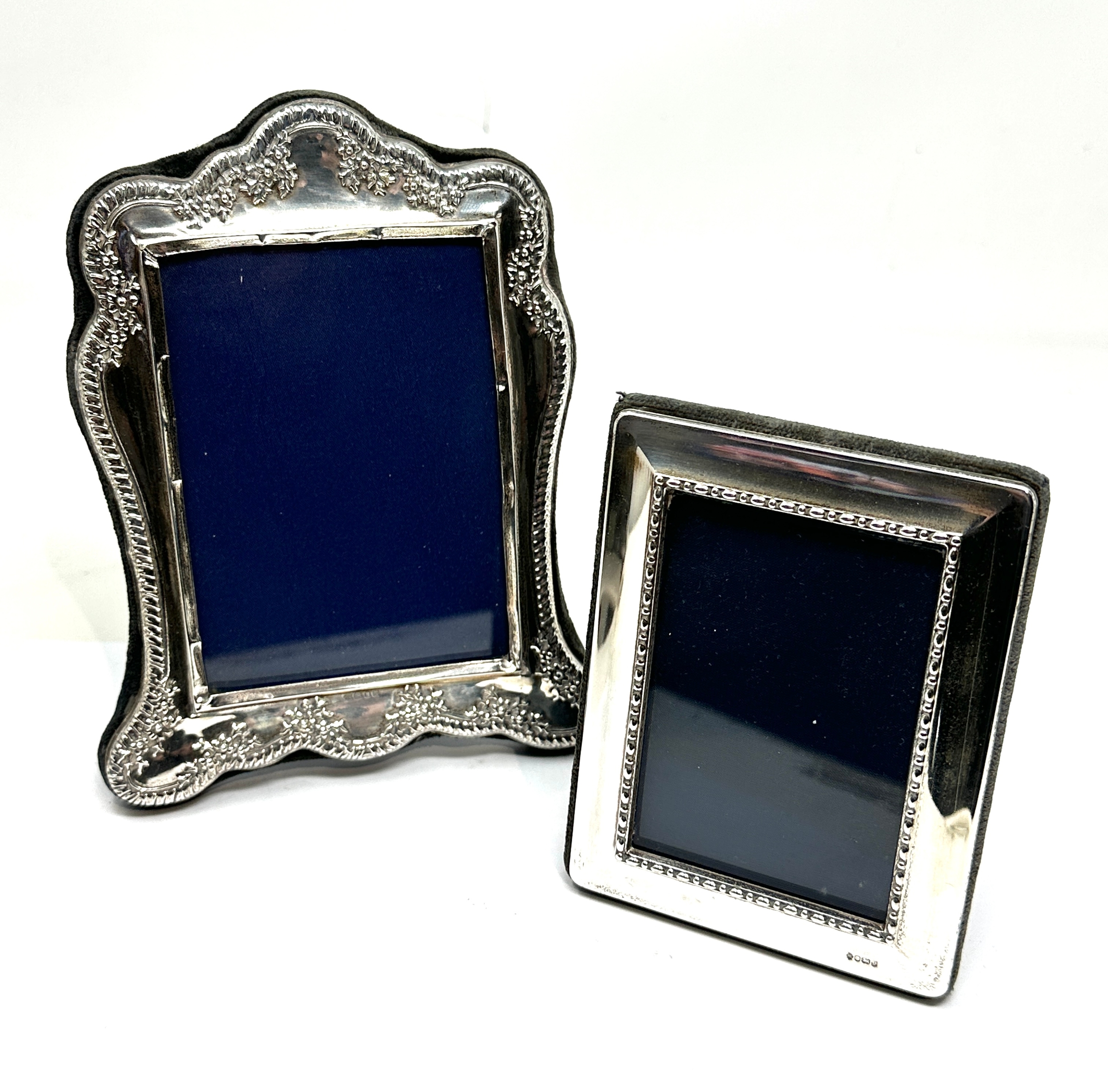 2 vintage silver picture frames largest measurtes approx 16cm by 13cm